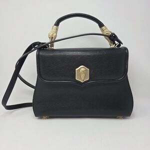Vintage Barry Kieselstein Cord Leather Trophy Alligator Handbag Black Gold